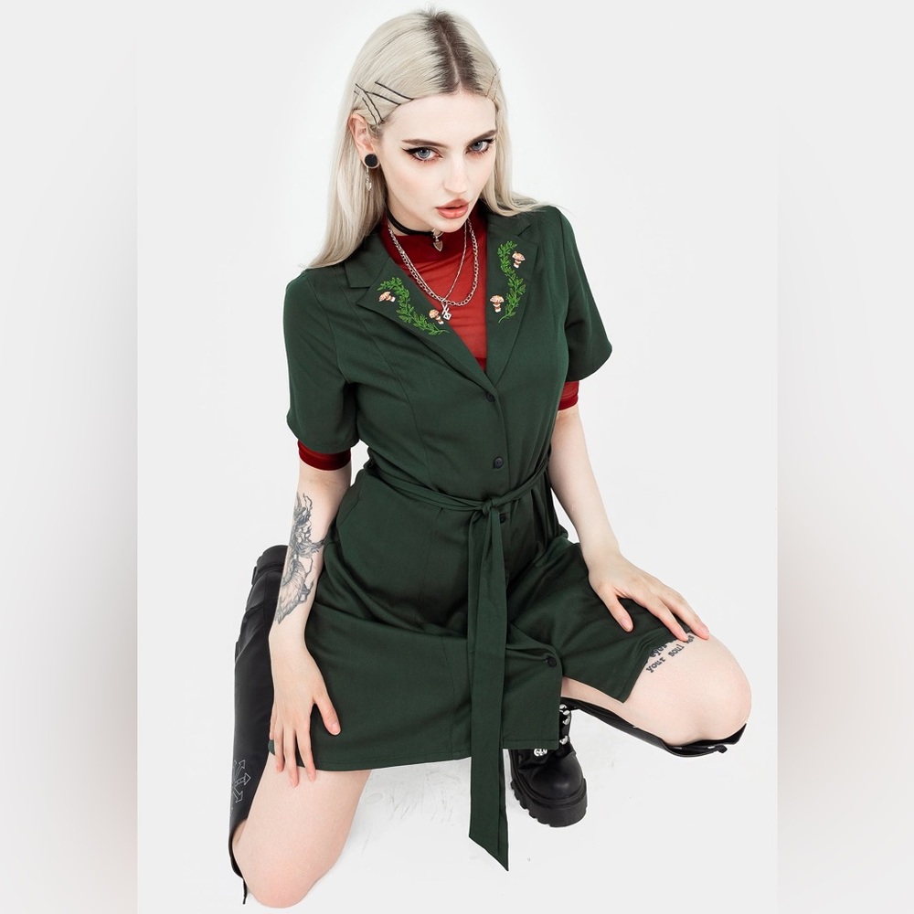 Disturbia Fable Button Up Mini Shirt Dress US 8 / UK 12 - Picture 10 of 11